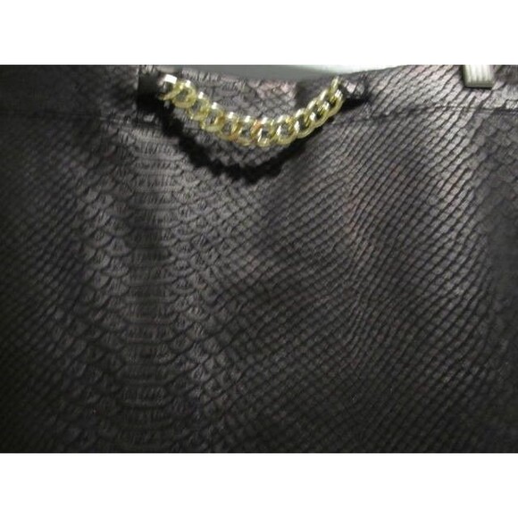 Marc New York Andrew Marc Black Snakeskin Pencil Skirt Faux Leather, Gold Chain - Picture 2 of 5